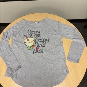 Eyeshadow Gray Long Sleeve Tee size XL Festive New Year’s theme NWOT